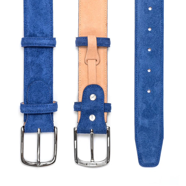 Mens Blue Suede Belt