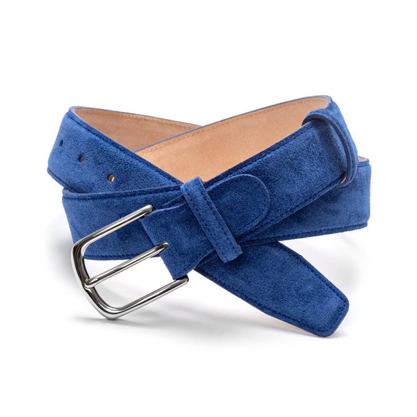 Mens Blue Suede Belt