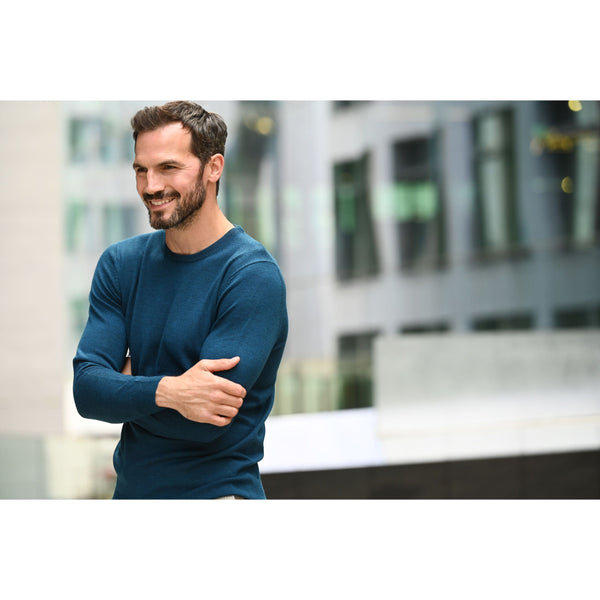 Teal merino crew neck sweater