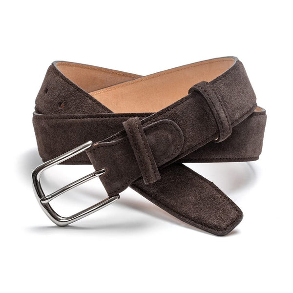 Mens Dark Brown Suede Belt