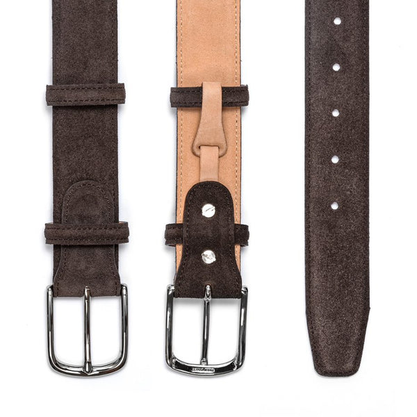 Mens Dark Brown Suede Belt