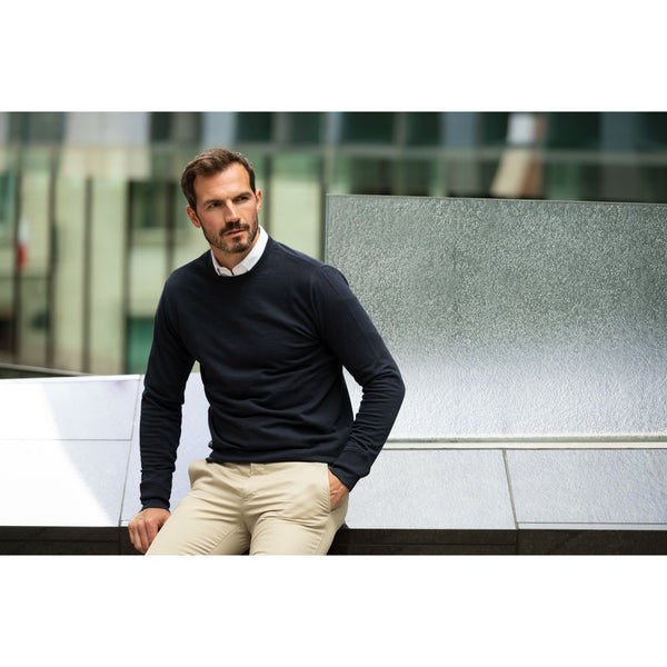 Navy cotton crew neck sweater