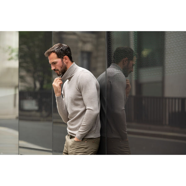 Light grey merino roll neck sweater