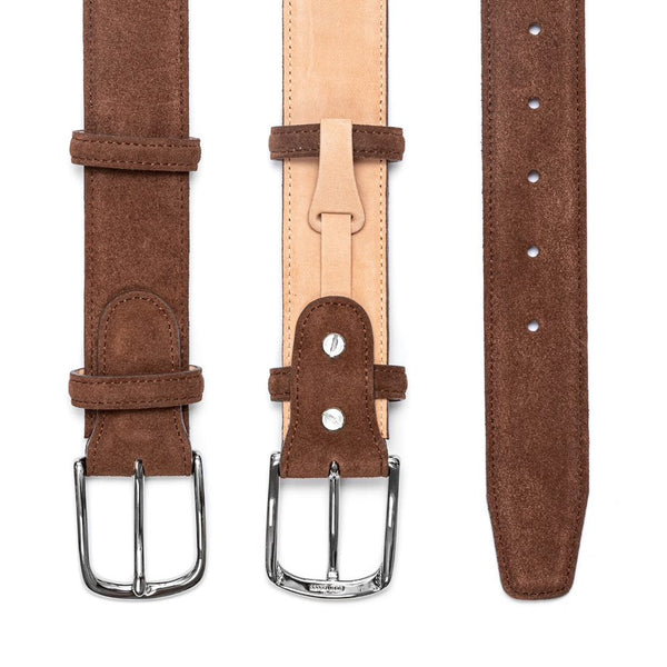 Mens Mid Brown Suede Belt