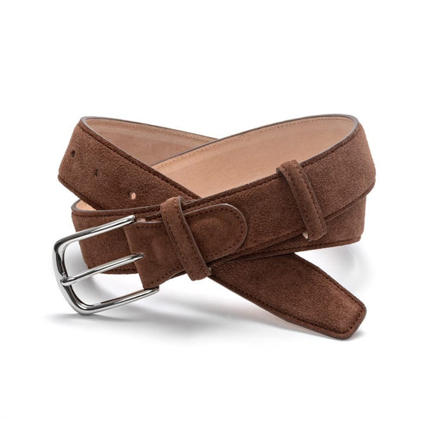 Mens Mid Brown Suede Belt